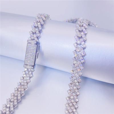 China Factory Price 13mm Cuban Link Romantic Moissanite Chain Iced Out Miami Chain Hip Hop Cuban Necklace for sale