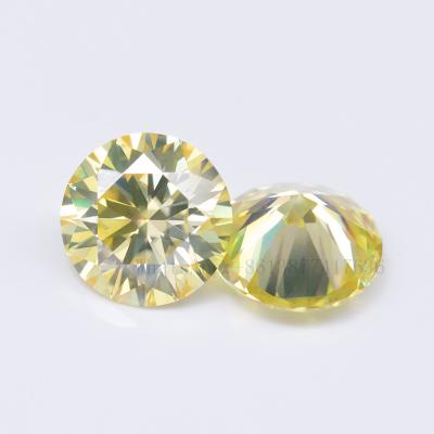 China Custom moissanite opalescent yellow / opalescence Zuanfa 10k gold moissanite jewelry good quality raw moissanite for sale