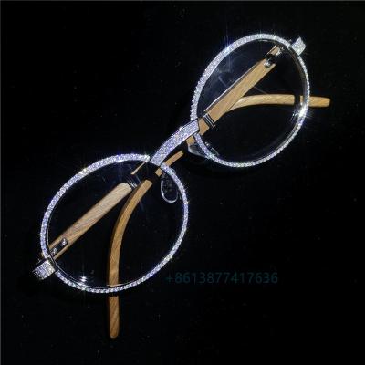 China Round Luxury White Gold Plated DEF Color VVS Clarity Moissanite Diamond Iced Out Hip Hop Bling Glasses for sale