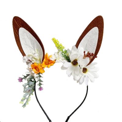 China No Simulation Flower Woven Mix Styles Christmas Rabbit Ears Kids Headband Custom Hair Circle for sale