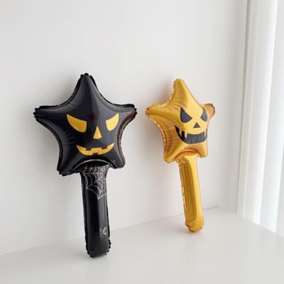 China - Simple Item Stars Hand Stick Halloween Balloon Pumpkin Ghost Toy Foil Balloons for sale