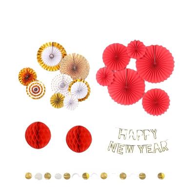 China HAPYY 2022 New Year Paper Band Banner Decoration Fans Hollow Hanging Paper Suit for sale