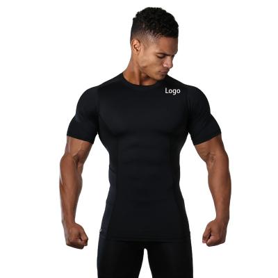 China Custom Logo Shirts Plus Size Big Men's GYM Wear Compression T-shirt Clothing Anti-Shrink for sale