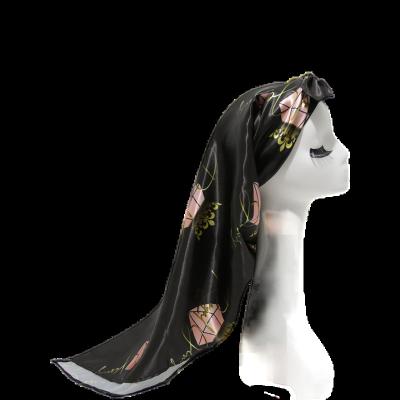 China Custom LOGO Luxury Hair Scarf For Popular Silk Satin Scarf Hair Accessories for sale