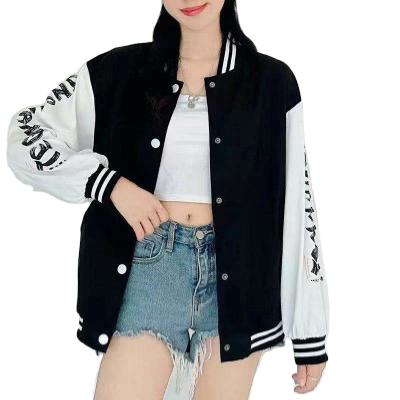 China Print-Patterned Casual Women's Baseball Uniform Jacket Customized In Thin Fabric for sale