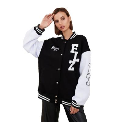 China New Viable Women's Hip Hop Letter Print Leisure Thick Women's Jacket Button Up All-match Clothes Stitching BaseballJacke for sale