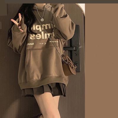 China Spring Anti-Shrink Woman Fashionable Hoodie Women Loose Pullover Fashion Letter Printed Thickening Gear Hoodie for sale