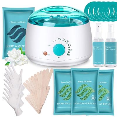 China Hair Removal Kit Depilatory Waxing Heater For Women Men Raw Hair Removal With Moisturizing Hard Aloe Formulas Stripless Wax Beads for sale