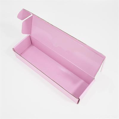 China Recycled Materials Logo Custom Pink Black Shipping Boxes for sale