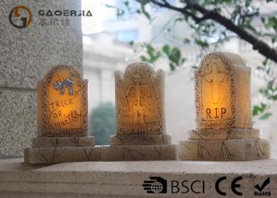 China Tombstone Shaped Halloween Led Candles With Color Changing Function for sale