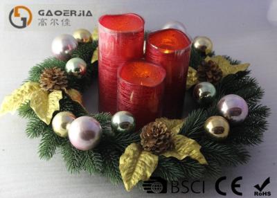 China Advent Wreath With Led Candles Set Of 3 Blow On / Off Multi Function for sale