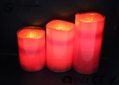 China No Flame Candles With Batteries , Flameless Wax Candles Red Color for sale