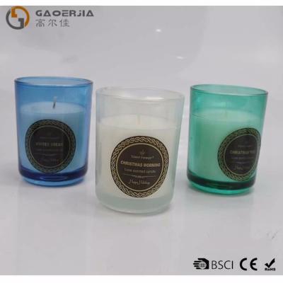 China Smokeless Color Spraying Glass Cup Paraffin Wax Candle No Harmful for sale