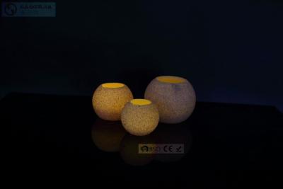 China Multi Color Round Ball Shaped Flameless Led Candles Sand Surface Finish for sale