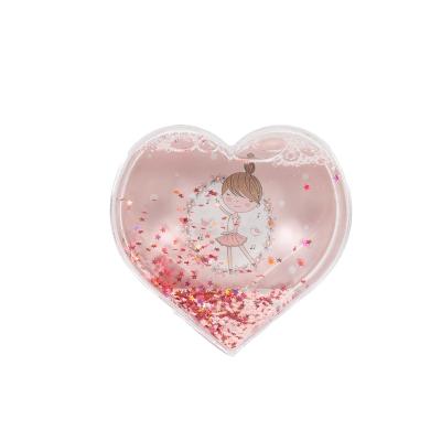 China Hot Selling Decorative Photo Frame Glitter Transparent Heart Shape Photo Frame With Liquid for sale