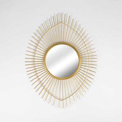 China Contemporary Chinese Manufacturer Divergent Lines Make Up Eye Shape Decorative Oval Glass Mirror for sale