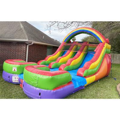 China Commerciële bounce house opblaasbare waterglijbaan opblaasbare dubbele baan glijbaan Te koop