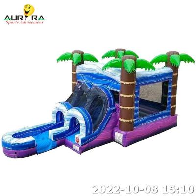 China Inflatable Commercial Palm Tree Bounce House Inflatable With Slide For Parties for sale