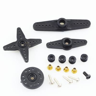 China RC Model Black Plastic Accessories Servo Arms Horn Servo Rocker Arm Set For Various Standard Steering Gear for sale