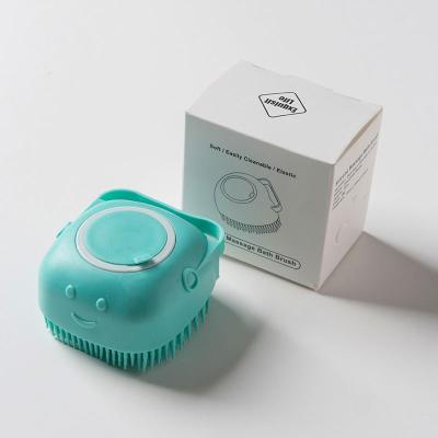 China EXFOLIATING Hot Selling Soft Kids Paw Bath Baby Shower Massage Brush Filling Liquid Silicone for sale