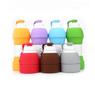 China Viable Convenient In The Gift Outdoor Collapsible Travel Carry Silicone Sport Folding Water Bottle Kettle Folding Drinking Bottle for sale