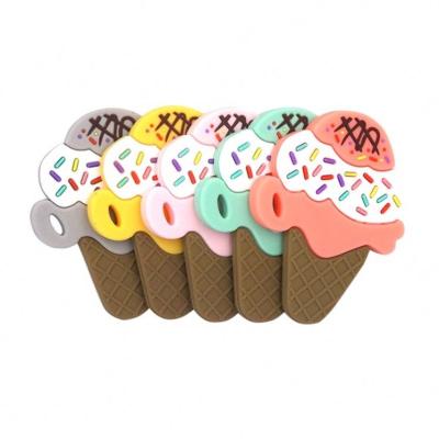 China Hot Selling Eco-friendly Food Grade Silicone Baby Ice Cream Hand Shaped Teether Wholesale for sale