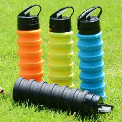 China OEM/Odm Viable Collapsible Bottle 250Ml 350Ml 500Ml Gray Silicone Running Foldable Kettle Green Blue Collapsible Soft Water Bottle for sale