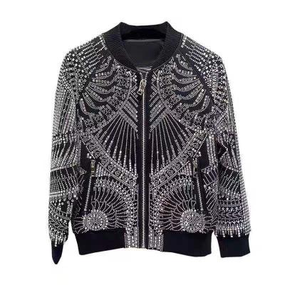 China Anti-wrinkle men's and women's fashion boutique jacket super nice rhinestone jacket for sale