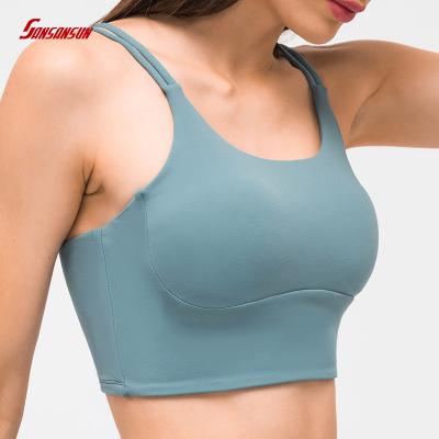 China 2022 New Lulu High Impact Push Up Yoga Bra Breathable Single Shoulders Sportswear Women's Naked Sportswear Underwear Women Sportswear for sale