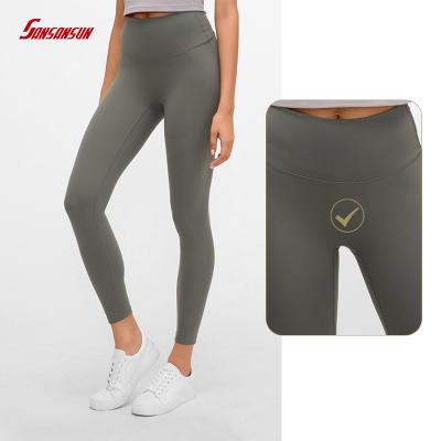 China New breathable spring and summer nude yoga pants women no embarrassing lines high waist butt lift up pants Nine point elastic fitness sports for sale