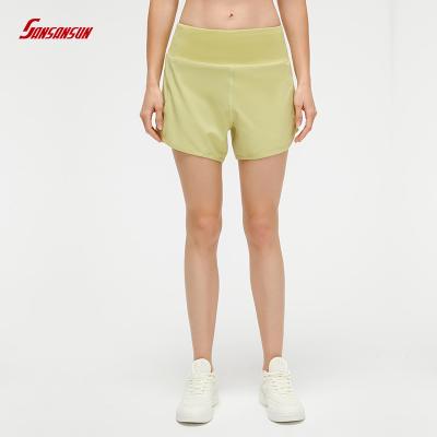 China New High Quality Breathable Yoga Pocket Zipper Back Waist Sports Fitness Sports Shorts Breathable Running Shorts for sale