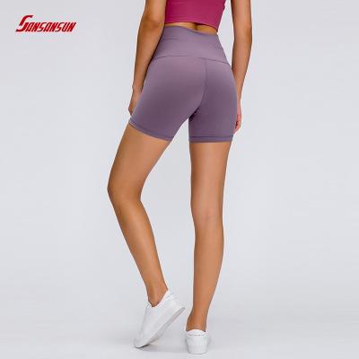 China High Waist Breathable Custom Made Women Low MOQ Gym Sports Shorts Ladies Fitness Sports Wear Yoga Shorts With Hidden Pocket for sale