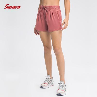 China Factory New Product Breathable Elastic Waist Lace Active Wear Yoga Shorts Loose Running Sports Casual Shorts Breathable External Wear for sale