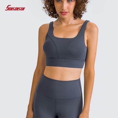 China 2022 New Lovely Sports U-back Women's Underwear Women's Seamless Stitching Shockproof Top Support Sports Short Bra for sale