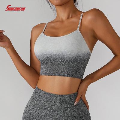 China Sports Breathable Underwear Back Beauty Yoga Seamless Bra Sling Fitness Cross Border Dyeing Hollow Top for sale