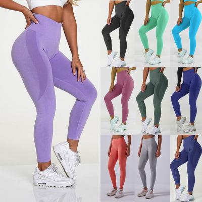 China Logo Sports Tights Gym Workout Custom Breathable Pants Seamless High Waist Butt Yoga Gaiters Crac! crack! for women for sale