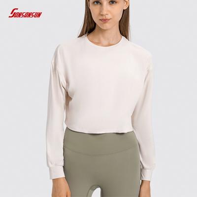 China New Lulu Jacquard Yoga Clothes Breathable Long Sleeve Sports Outdoor Fitness Loose and Quick-drying Tops Women Silm Gym Tops for sale