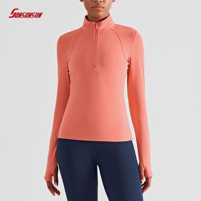 China Breathable Breathable Half Sleeve Bare Top Zipper Female Long Sleeve Sports Jacket Fitness Wear Yoga Wear Jacket for sale