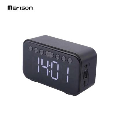 China Led mini phone function 3w digital display alarm clock wireless bluetooth speaker with fm radio for sale