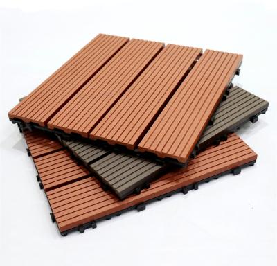 China Modern Wooden Interlocking Garden Pool Decoration DIY Decking Mat 300*300mm WPC Decking Tiles For Flooring for sale