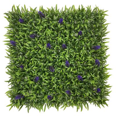 China Artificial Greenery Walls from Mats Panels Topiary Hedge Purple Lavender Boxwood Plants Eco-Friendly Garden Backyard for sale