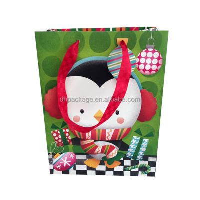 China Recycled Materials Wholesale Custom Printed Penguin 3D Luxury Retail Paper Bag for sale