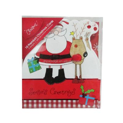 China China wholesale custom santa and reindeer 10 christmas cards set for sale