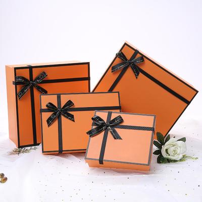 China Recyclable Luxury high quality orange color printed jewelry gift box custom gift boxes for sale