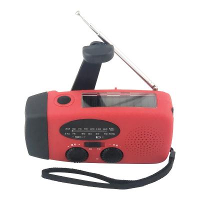 China PORTABLE Red High Quality Red Crank Power Bank Solar Emergency Promotion Charging Radio for sale