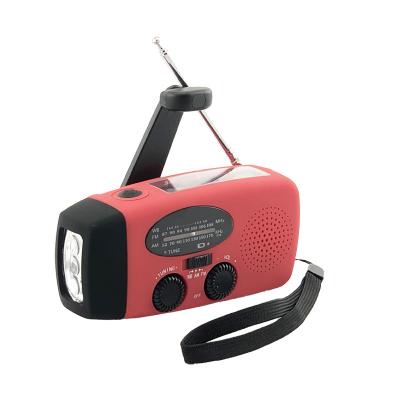 China PORTABLE USB Rechargeable Battery Custom Red Pac Hand Crank Weather Solar Backup Radio for sale