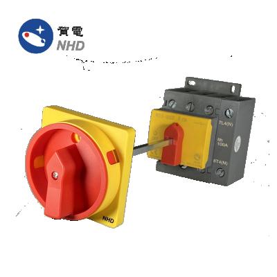 China Disconnector 4 Poles 63A, 80A, 100A, Base and Din-rail NDS-60/80 /100 4G5DL3 Isolator Switch Cam Switch Holder 67*67mm for sale