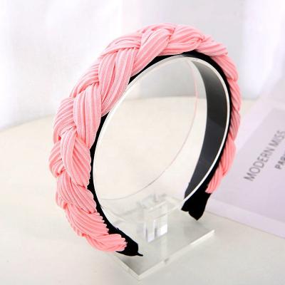 China IFOND New Fashion Style Hair Accessories Women Headband Synthetic Three Strand Braided Headbands Wide Twist Braid Hair Band for sale