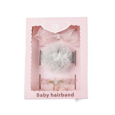 China Daily Wear IFOND Chiffon Head Band Hair Flower Band 3Pcs/Set Baby Bow Headband Newborn Kids Gift Box for sale