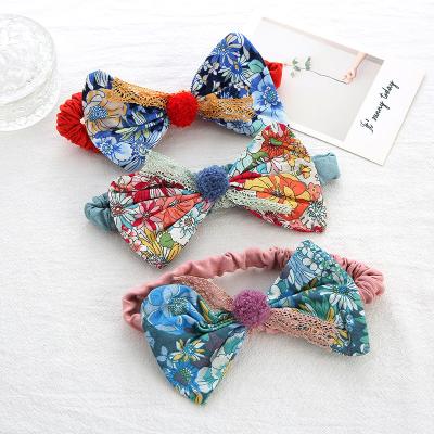 China IFOND Hair Decoration IFOND Hair Decoration Baby Bow Headband Flower Print Flower Hair Band Elastic Thin Cotton Soft Headbands For Newborn for sale